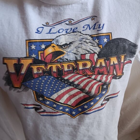 Vintage T-shirt Large Single Stitch Allsport Veteran Lover USA Cotton Lg - Picture 2 of 6